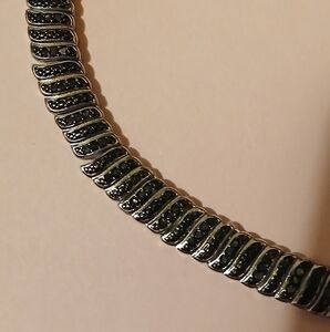 Genuine black diamond cuff necklace